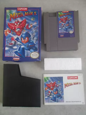 Nintendo Nes Mega Man 5 Cib Game Box Manual Original Authentic • $91