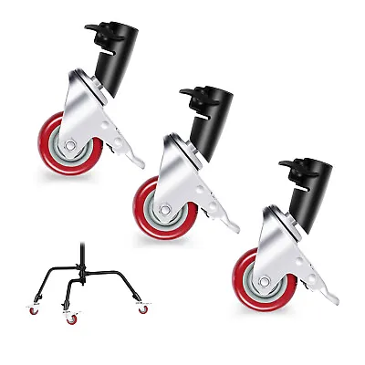 Neewer 3-Pack Step-On Brake 75mm Diameter Swivel Caster Wheels Set For C Stand • $36.71