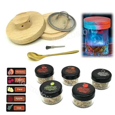 Cocktail Smoker Kit 6 Flavors Wood Chips With Chimney Infuse Drink Whiskey Wine • $15.99