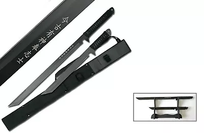 $87.50 • Buy Full Tang Japanese Ninja Twin Sword/ Machete Black Blade With Sheath-Free Stand