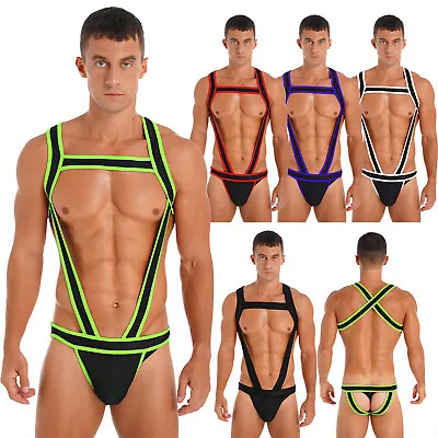 Men Jockstrap Wrestling Singlet Bulge Pouch Leotard Underwear Bodysuit Jumpsuit • £13.89