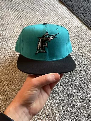 Vtg New Era 5950 Pro Model Florida Marlins Wool Fitted Hat Cap 7 3/8 Made In USA • $12