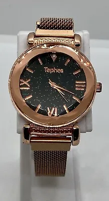 TEPHEA Ladies Watch New Battery Rose Gold Prismatic Crystal Magnetic Clasp To 8” • $6.75