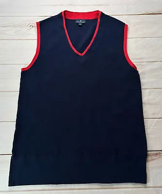 NWOT Brooks Brothers Mens Sweater Vest M Navy Blue V-Neck Sleeveless • $26.99