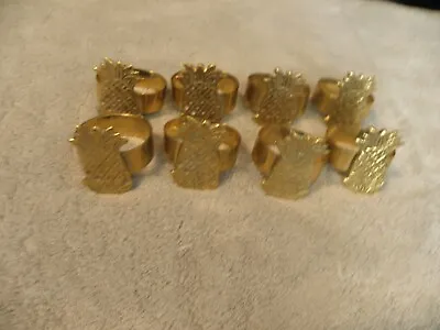 $14.75 • Buy Vintage Set Of 8 Brass Pineapple Napkin Rings