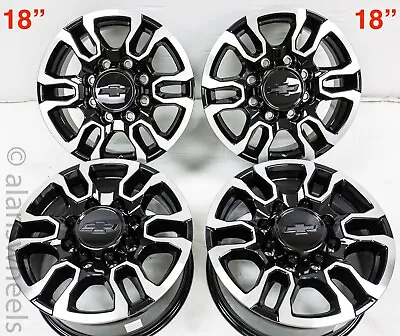 4 New 18” Chevy Silverado 2500 3500 HD Black Machined 8 Lug OEM Wheels Rims 5949 • $1595