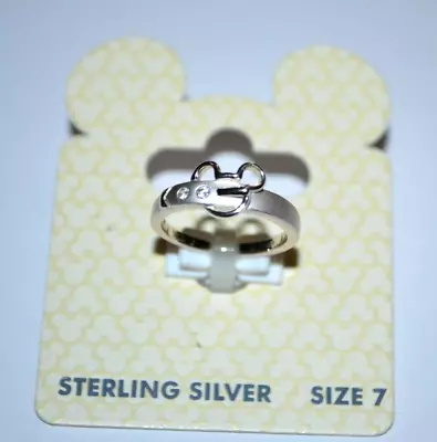 Disney Clear Crystals Mickey Head Icon Belt Sterling Silver Size 7 Ring • $29.99