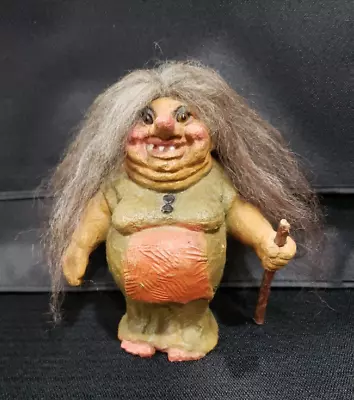 Vintage Nyform Troll Doll Woman With Walking Stick Figure Handmade In Norway • $58