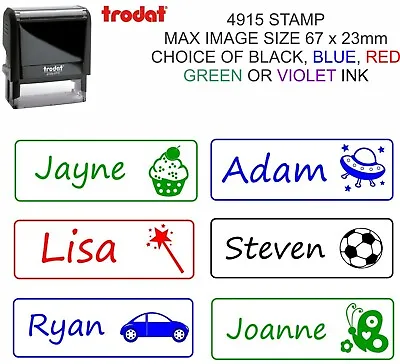 Personalised Children Kids Name Self Inking Rubber Stamp Fun Boys Girls Gift • £15.95