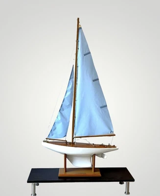 $274.99 • Buy Vtg Wooden Sailboat Model W/ Stand 24 X 42  Yacht Pond Boat Hand Crafted Quality