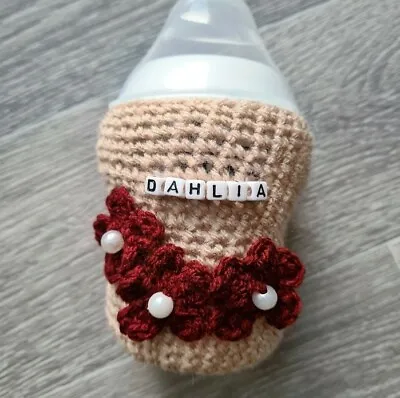 £12.99 • Buy Handmade Crochet Baby Bottle Cover / PERSONALIZED 