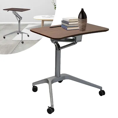 Adjustable Mobile Laptop Desk Rolling Table Cart Computer Stand + Lockable Wheel • £116