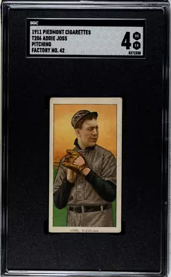 T206 Addie Joss Pitching Piedmont Back Factory 42 SGC 4 (Pop 1 None Higher) • $6500