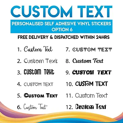Personalised Custom Name Text Vinyl Sticker Transfer Decal 20 X 10cm (Option 6) • £2.45