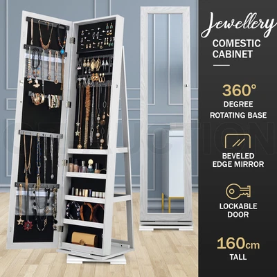 $209.95 • Buy Rotatable Mirror Jewellery Cabinet Makeup Storage W/Necklace Earring Ring Holder