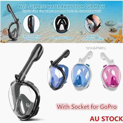 $29.95 • Buy Full Face Snorkeling Mask Scuba Diving Swimming Snorkel Breather Pipe For GoPro 