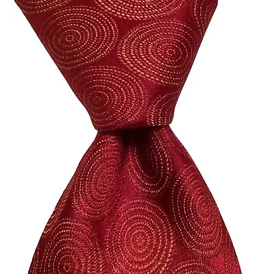 TED BAKER London Men's 100% Silk XL Necktie USA Designer CIRCLES Red/Orange EUC • $31.99