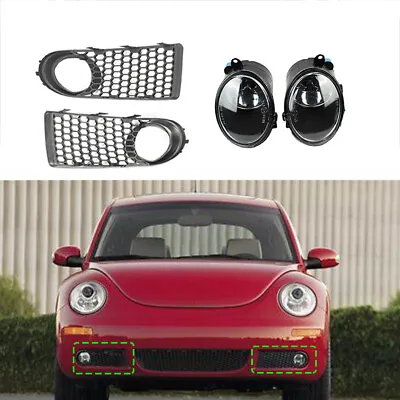 Front Driving Fog Light Lamp W/Bulbs+Mesh Grille Cover For VW Beetle 2006- 2010 • $120.69