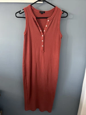 $12 • Buy Target - Maternity Bodycon Ribbed Dress With Nursing Access - Size 8 Rust Colour