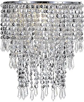 3 Tier Beaded Ceiling Pendant Light Lamp Shade Chandelier Shades Acrylic Crystal • £14.90