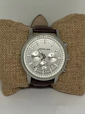 Michael Kors MK58072 Women's Brown Leather Analog Dial Quartz Wrist Watch WFH186 • $59.99