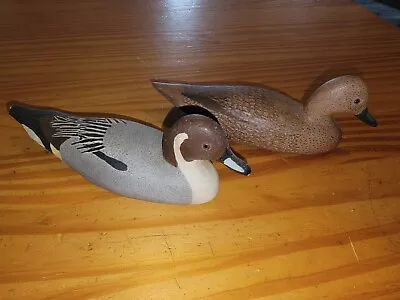 Set Of 2 Miniature Duck Decoys 1991 Drake And Hen Signed Ted Strang • $40