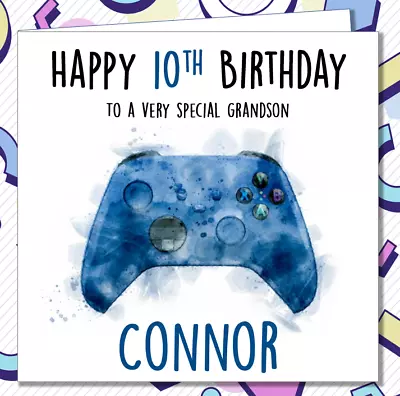 Personalised Birthday Card Gamer Blue XBOX One Son Brother Nephew Grandson  /FE • £2.99