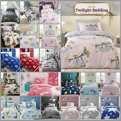 KIDS DUVET COVER SETS Reversible Quilt Bedding Pillowcase Children Boys Girls • £9.99