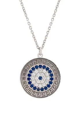 £79 • Buy Greek Evil Eye Disc Pendant Necklace Silver
