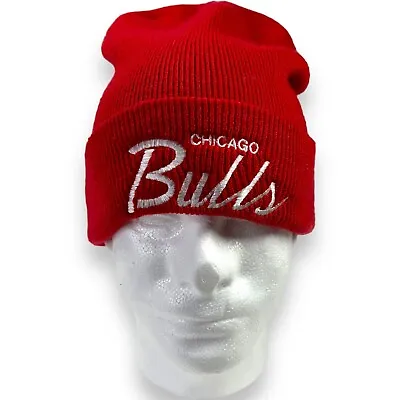 Chicago Bulls Script Beanie Toque Mitchell Ness Nba Basketball Jordan Pippen Red • $18.23