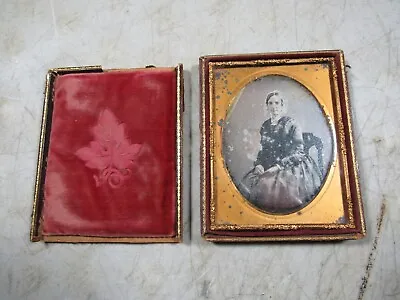 Antique Ambrotype 1800's Photo Leather Case Boston USA Daguerreotype  • $45