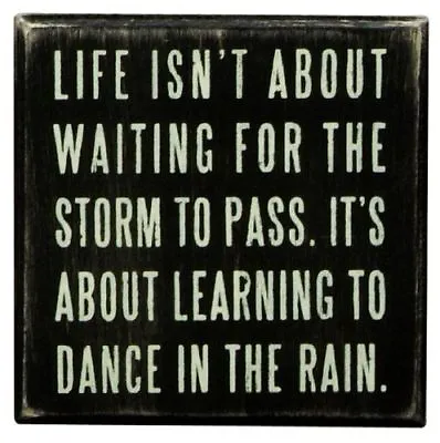 Primitives By Kathy Box Sign Dance In The Rain4x4 Inch • £6.64