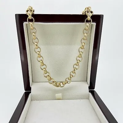 £26.99 • Buy 8mm Gold 9ct Lined Belcher GF Chain Heavy Necklace Chunky Gift Men Gents Women