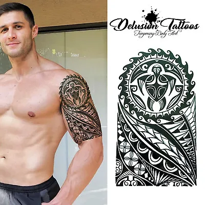 Polynesian Temporary Tattoo Turtle Tribal Mens Womens Maori Waterproof • £3.29