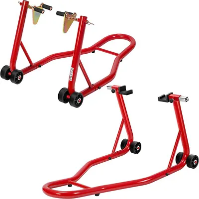 Front & Rear Motorcycle Bike Stand Forklift Paddock Swing Arm Spool Wheel Lift • $69.99