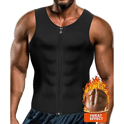Men Sweat Vest Sauna Suit Weight Loss Waist Trainer Tank Top Heat Trapping Shirt • $9.79