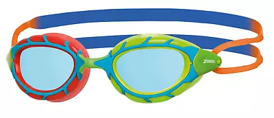 ZOGGS PREDATOR JUNIOR GOGGLES - 6-14 YRS - Blue/Red - Tinted Blue Lens • £20