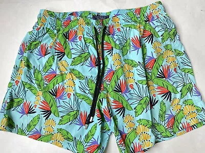 VILEBREQUIN Floral Blue Moorea Swim Trunks Bathing Shorts XXL 2XL $300 • $99