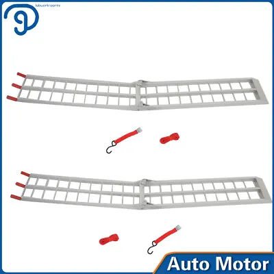 2x 750Lbs 7.5 Feet Aluminum Folding Loading Ramp Kit Motorcycle Arched ATV Truck • $129.86