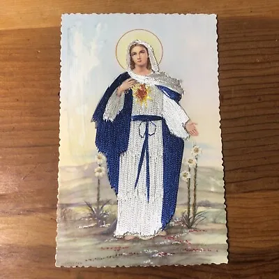 ATQ.Immaculate Heart Of MarymEmbroidered Made In Spain Postcard Signed • $10