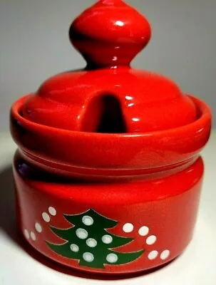 Vintage Waechtersbach Red Christmas Tree Sugar Bowl & Lid-Made In West Germany • $19.99
