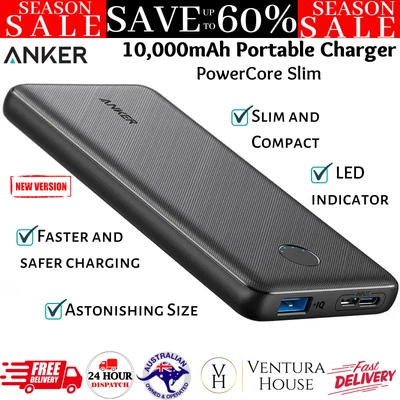 $70.97 • Buy Anker Portable Charger PowerCore Slim 10000 Power Bank 10,000Mah Battery Pack 