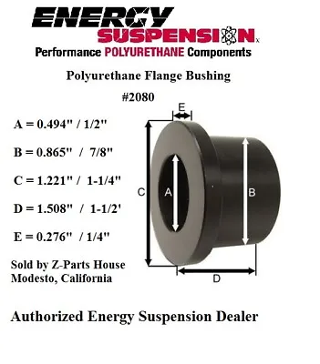 7/8  O.D. X 1/2  I.D. Polyurethane Flange Type Bushing By Energy (2080G) • $3.47