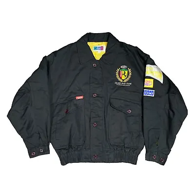 Vintage Ferrari Magneti Marelli MA-1 Black Grand Prix Team Jacket Mens Medium • $213.73