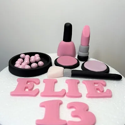 Edible Personalised Makeup Set Fondant Cake Toppers For Girls Birthday Party • £14.90