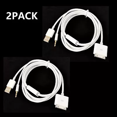 2PACK 30pin Dock To 3.5mm Car AUX Audio USB Charger Cable For IPod IPhone 3G 4G • $9.10