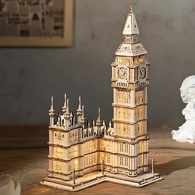 ROBOTIME 3D Puzzle Big Ben Wooden Building Model Kits Birthday Gifts Adult Toys • £16.99