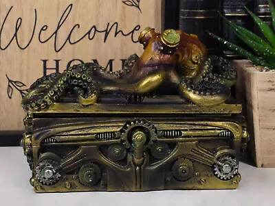 Steampunk Octopus Kraken Soldier On Pirate Treasure Chest Jewelry Box Figurine • $34.99