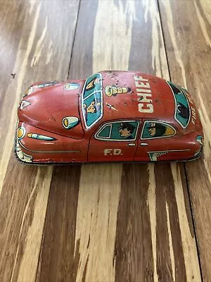 Vintage Tin Friction Fire Chief Car -- Japan • $23.99
