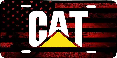 Cat Caterpillar Distressed Red American Flag Vehicle License Plate Tractor Tag • $19.95